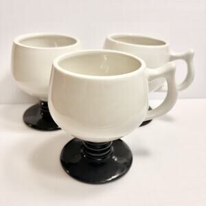 Vintage Hall Pottery Coffee Cups Two Toned Pedestal Irish Mug Restaurant Ware